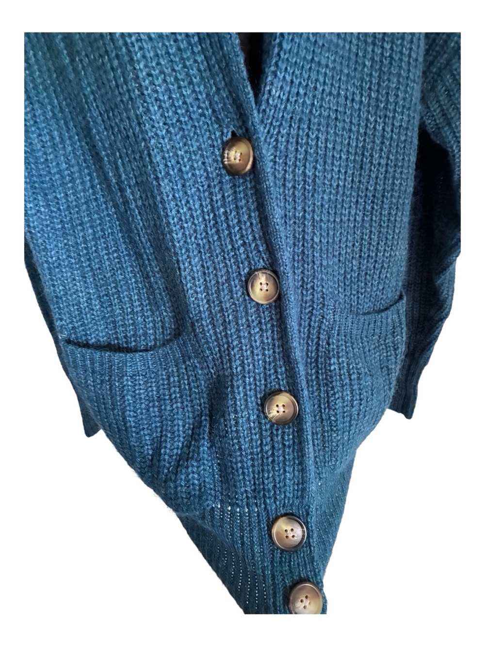 VTG Moda International 2000s Victoria's Secret Cozy Teal Chunky Cardigan Sz M - Picture 5 of 7